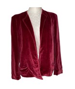 Vintage Cassandra Open Front Velvet Jacket cranberry red color w/pockets... - $32.41