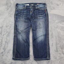 Silver Jeans Pants Womens W30 Blue Low Rise Straight Cut Mckenzie Capri Bottoms - £20.55 GBP