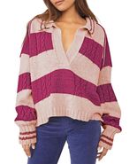 Women&#39;s Pullover Sweater Lapel Collar V Neck Cable Knit Wood Brown Size XL - $313.25 MXN