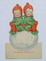  Antique 1917 Christmas Card Mary La Fetra Russell Hollikids Lithography... - $24.95