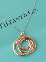 TIFFANY&amp;Co. Necklace 1837 interlocking circle rubet metal SV925 16&quot; Silver 40cm - £114.11 GBP