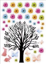 Colorful Flower Tree Artwork Kids Living Room Decor Wall Sticker Decal 15" X 23" - £10.21 GBP