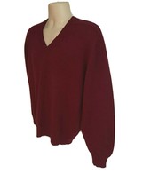 McGeorge Scottish Lambswool Red Vintage V-Neck Pullover Sweater Large Stretch - £31.64 GBP