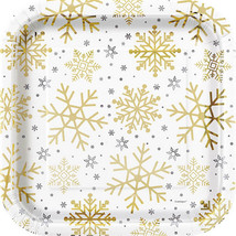 Silver And Gold Snowflake Dinner Party Plates, 8 Ct. - £28.76 GBP