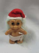 Vintage Russ Troll Doll Baby Santa Claus Hat Xmas Mint Green Hair - £10.16 GBP
