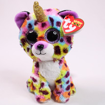 TY Beanie Boos Giselle Unicorn Rainbow Leopard Tysilk Plush Stuffed Anim... - $9.74
