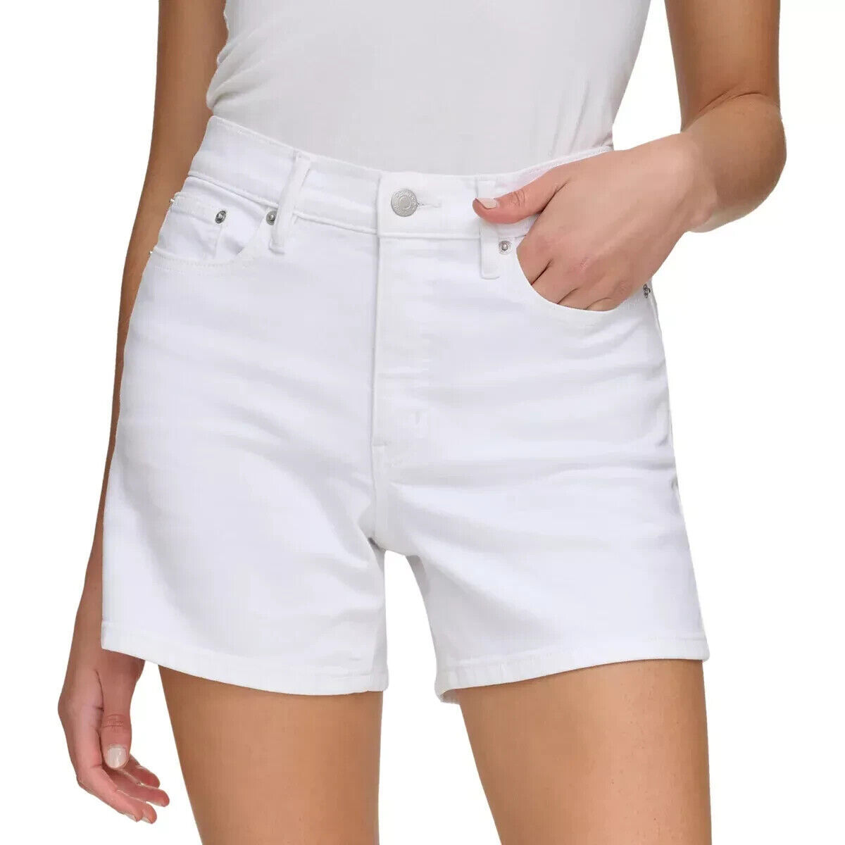 Calvin Klein Jeans Women&#39;s Size 12 White Denim Shorts NWT - £10.14 GBP