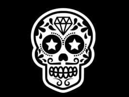 Sugar Skull Day Of Dead With Diamond Vinyl Decal Car Sticker Choose Size Color - £2.24 GBP+
