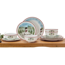 MIKASA CHRISTMAS XMAS HOLIDAY DINNERWARE SNOWMAN DISHES PLATES SET CHINA... - $100.99