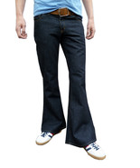 Men&#39;s retro FLARES Dark Blue JEANS Retro Hippie Denim 70s Bell Bottoms - $64.90