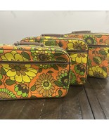 Vtg (3) Floral Hippie Flower Power MCM Canvas Suitcases Japan Retro Over... - $161.35 CAD