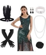 Women&#39;s Fepito 8 Pc 1920&#39;s Flapper Dress in Green Costume &amp; Accessories ... - €32,83 EUR