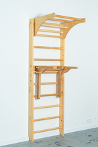 Wooden Wall Stall Bars - Swedish Ladder with Pull Up bar and Dip Bar - £378.44 GBP