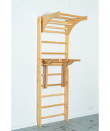 Wooden Wall Stall Bars - Swedish Ladder with Pull Up bar and Dip Bar - $479.00