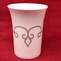 Starbucks Coffee Tea Cup 2014 Modern White w/ Taupe Scroll Diamond Design 11 oz - £7.91 GBP