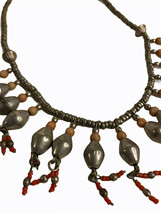 Vintage Nomad Tribal Artisan  Silver tone Metal Beaded Chocker Necklace - $32.95
