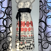 Max &amp; Cleo Dress Womans 8 Pink Black Retro Design Silk Strapless Cocktail Bow - £15.41 GBP