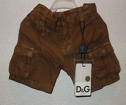 Dolce Gabbana Junior Kids Cargo Shorts Bermuda Brown Beige Size 6-9 Months New - £36.45 GBP