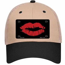 Full Red Lips Novelty Khaki Mesh License Plate Hat - £23.24 GBP