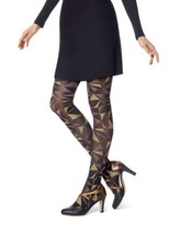 HUE Womens Geo Glitter Printed Tights Size Small/Medium Color Gold - £16.50 GBP