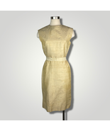 Vintage 1950s Sheath Dress Cream Yellow Tussah Silk Hand Loomed Size 4 B105 - £45.11 GBP