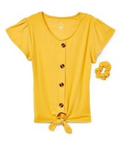 $20 One Step Up Mustard Cheer Button-Front Top &amp; Scrunchie Mustard M(5/6)  NWOT - £7.24 GBP