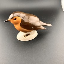 Vintage Bird Figurine Robin Lomonosov USSR Russia Porcelain Brown / Orange - $23.38