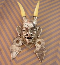 Vintage sterling devil brooch long  horns silver devil horned voodoo pin - £487.86 GBP