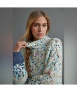 Anthropologie Gaia Sweater Blue Green Mock Neck Pullover Small EUC - $85.00