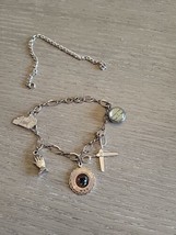 Vintage May Birthstone Sterling Silver Pendant Charm Bracelet Necklace C... - £31.03 GBP