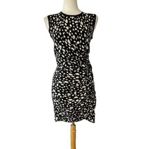 SEA New York NY Silk Spotted Sheath Dress Size 4 Black Cream Neutral Office - £15.92 GBP