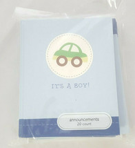 20 Birth Announcements Cards Envelopes &quot;It&#39;s A Boy&quot; Car Blue American Greetings - £4.39 GBP