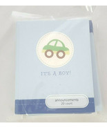20 Birth Announcements Cards Envelopes &quot;It&#39;s A Boy&quot; Car Blue American Gr... - £4.42 GBP