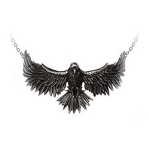 Alchemy Gothic P956 Curse of Coronis Choker Necklace Raven Wings Across Neck - $82.99
