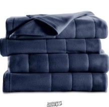 Sunbeam Electric Heated Blanket King Blue Fleece 10 heat settings - £68.09 GBP