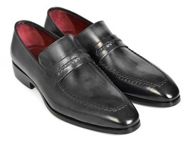 Paul Parkman Mens Shoes Loafer Gray Black Slip-On Hand-Painted Handmade 068-GRAY - £336.81 GBP