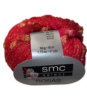 SMC Select Rosas Flower Detail Worsted Cotton Blend Yarn Red Yellow 1701 DL 5551 - $6.99