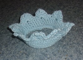 Handmade Newborn Baby Blue Prince Crown Headband Hand Crocheted 0 to 3 Months - £6.72 GBP