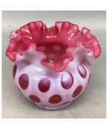 Fenton Cranberry Opalescent Coin Dot Ruffle Rose Bowl - 6”Dx5”H - $34.64