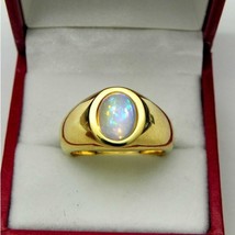 AAA  Australian Jelly Opal Cabochon 9x7mm 1.34 Ct Heavy 18K Yellow gold Men&#39;s  - £1,746.33 GBP