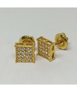 14k Yellow Gold Over Men&#39;s Square Earrings Sim Diamonds - £22.06 GBP