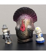 Vintage 1950s Gurley Thanksgiving Candles Lot Of 3 - 7&quot; Turkey + 2 Pilgrims - $40.32 CAD