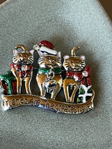 Three Silvertone Kitty Cats w Santa Claus Hat Jingle Bell Collar FRIENDS ARE THE - £9.02 GBP