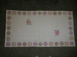 Antique Completed Cross Stitch Table Cover - 31.5&quot; X 58&quot; - Unused w/ Origin - £19.18 GBP