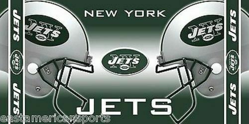 New York Jets NFL 30&quot; x 60&quot; Green Double Helmet Beach Towel Pool Bath Bl... - $14.99