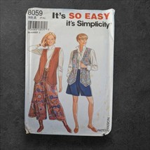 Simplicity 8059 Split Skirt Gaucho Long Vest Sewing Pattern Size A (PT-XL) Easy - £5.56 GBP