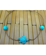 TURQUOISE TIE ON STRING TURTLE &amp; BEADS TORTOISE YOGA BRACELET ANKLET brown - $4.94
