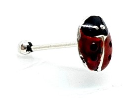Ladybird Nose Stud Bug 22g (0.6mm) 925 Silver Closed Wings Hand Painted Ball End - £3.88 GBP