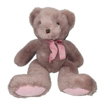 Russ Bear Hugs Purple Pink with Bow Plush Stuffed Animal Toy Beanie 13&quot; - £7.41 GBP