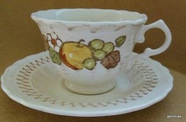 Vintage Mid Century Metlox Vernonware Footed Cup &amp; Saucer  Fruit Basket - £7.78 GBP